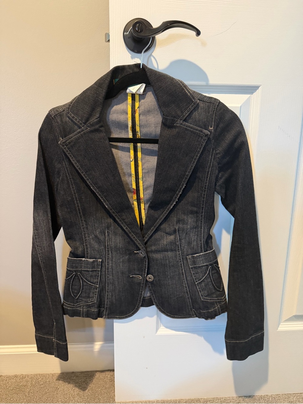 Womens Black Denim Blazer Jacket